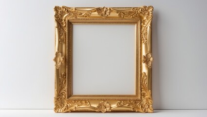 Poster - Gold frame for a painting or picture against a white background. Isolated.