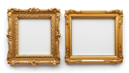 Poster - Gold picture frames separated against a white background.