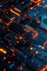 Poster - abstract close-up of a glowing circuit board design