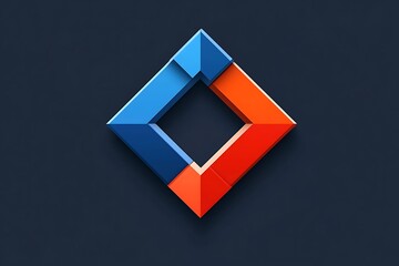 Poster - A compelling abstract geometric form, bold, bright colors on a dark background
