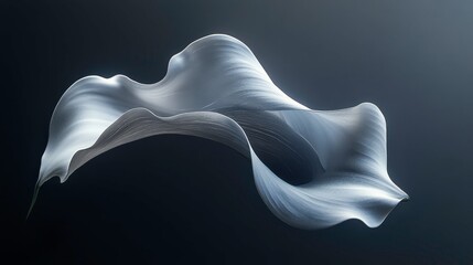 Poster - a flowing, silky abstract shape in shades of white, creating a sense of movement and elegance agains
