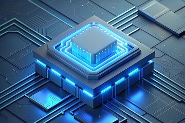 Poster - close up of a futuristic cpu on a circuit board.