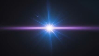 Poster - Lens flare, blue glow light effect against a black background. An image featuring rays of light effects, overlays, or flare for design purposes. Screen blending mode. A collection of abstract sun b...