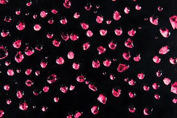 Poster - Pink water drops on black background.