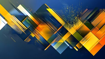 Poster - Abstract geometric composition with diagonal lines and color splashes