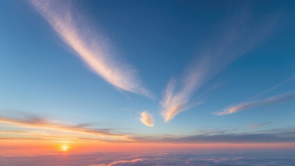 Wall Mural - Beautiful, luxury soft gradient clouds and sunlight on the blue sky ideal for use as a background, large size, high-definition landscape image.