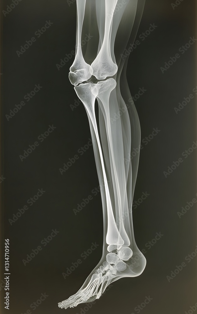 Foto de Stock 12. A human leg X-ray showing fractures in the tibia and ...