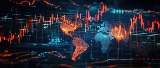 Poster - Global Financial Market Trends with Data Visualization Background