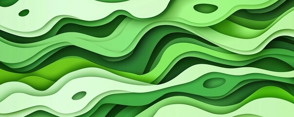 Poster - A vibrant, abstract design featuring layered green waves, creating a sense of depth and movement.
