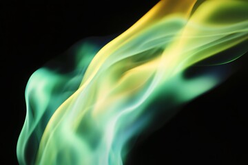 Poster - Abstract green and yellow flame on black.