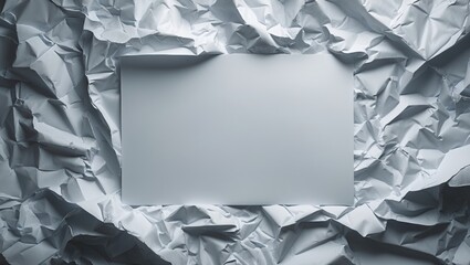 Poster - Background of a poster featuring a white blank crumpled and creased paper texture.