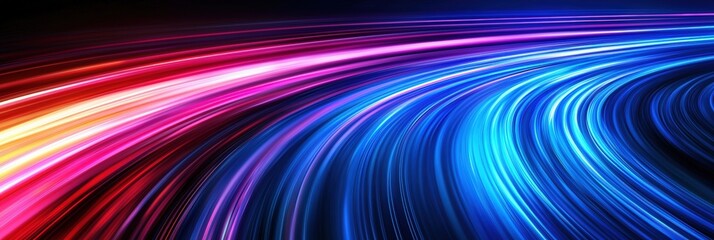 Fototapete - A vibrant, flowing abstract design featuring bright pink and blue light trails, creating a sense of movement and energy.