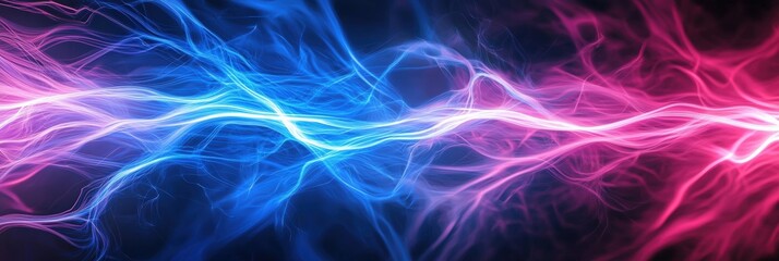 Poster - A vibrant display of blue and pink electric currents intertwining, creating an energetic and dynamic visual effect.