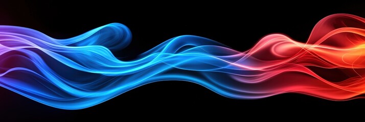 Poster - Abstract swirls of blue and red light on a dark background, creating a dynamic and vibrant visual effect.