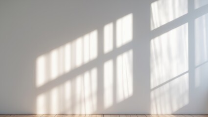 Aufkleber - Overlay effect for photographs and mockups. Organic drop diagonal shadow and rays of light from a window onto a white wall. Shadows for effects of natural light.
