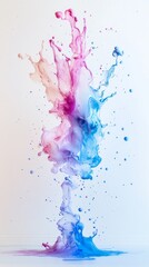 Aufkleber - Swirling colors of pink and blue splash dramatically against a pristine white canvas, creating a captivating visual symphony