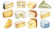 © Marco - Illustration of types of cheese on white background