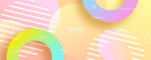 Poster - 3D colorful abstract background overlap layer on bright space with circles lines effect decoration. Modern graphic design element stripes style concept for web banner, flyer, card, or brochure cover