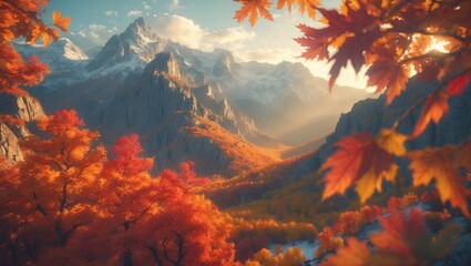 Aufkleber - Fall image featuring mountains.