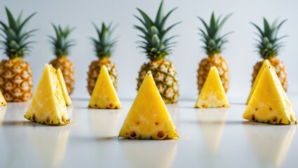 Aufkleber - Falling pineapple slice separated on a white background, clipping path, full depth of field.