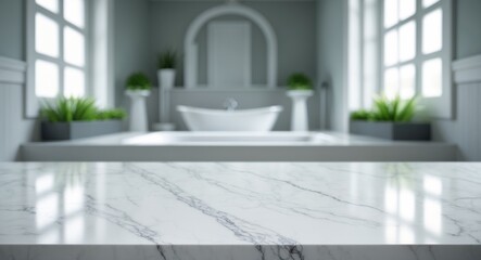 Poster - Marble countertop tabletop in the background; can serve as a mock-up for product displays or design layouts.