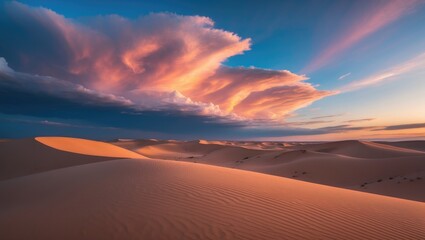 Aufkleber - Colored evening clouds above the tallest dunes in the world.