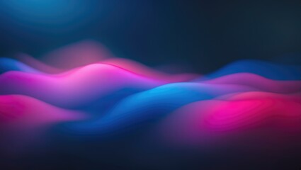 Poster - Neon blur glow. Color light overlay. Disco lighting. Soft defocused radiance texture against a dark abstract empty space background.