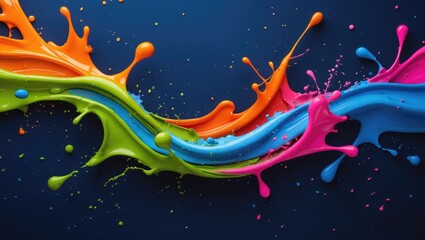 Poster - colored splashes in stripe form, set against a dark background.