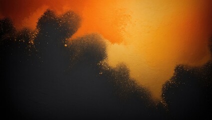 Poster - Gradient of colors creating a dark grainy backdrop, featuring vibrant orange, gold, and yellow abstract elements on black, with a noise texture effect.