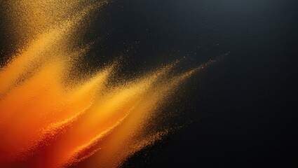 Poster - Color gradient dark textured background, vibrant orange gold yellow abstract on black, noise effect texture.