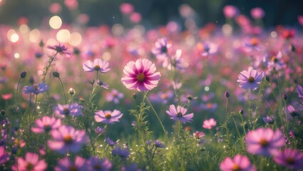 Aufkleber - Field of cosmos flowers