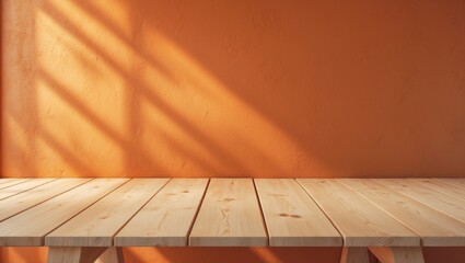 Aufkleber - Empty wooden table against an abstract background for product presentation, copy space.