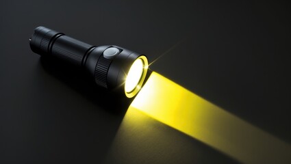 Aufkleber - Flashlight illuminating a dark surface from above, with a light beam crafted from paper.