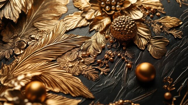 Luxurious New Year card embossed details, velvet textures, and elegant compositions