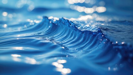 Aufkleber - Blurred abstract of blue water surface. Abstract representation of blue water reflecting sunlight for background use. Blue sea. Blue water. Water splashed for graphic design. Water.