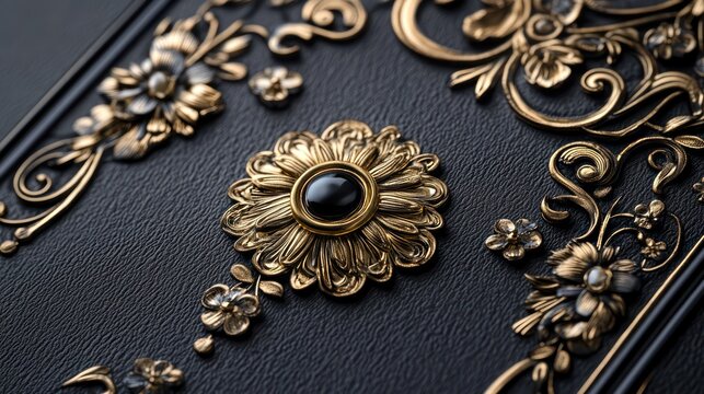 Luxurious New Year card embossed details, velvet textures, and elegant compositions