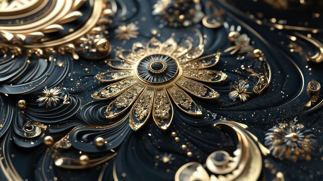 Luxurious quote imagery for new year, intricate details, sparkling gold highlights, and elegant layouts