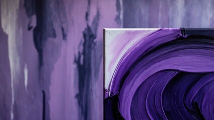 Poster - close-up view of an acrylic painting on canvas featuring a background of an abstract hand-painted sh