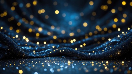 Aufkleber - abstract glitter black, blue and gold lights backdrop.