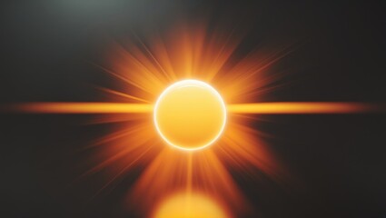 Aufkleber - Blurred image featuring a shiny sun, sunbeams, and sunrays, along with a sunshine design. Warm yellow and orange light effect with golden beams isolated on a black background, alongside star dust.