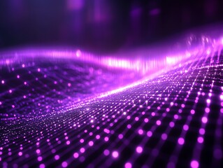 Poster - Purple glowing network visualization with undulating geometric patterns
