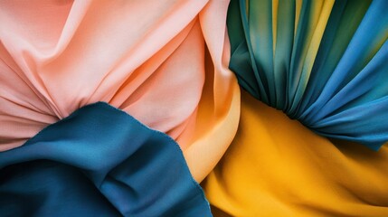 Poster - Multicolored fabrics are arranged to create a beautiful abstract composition
