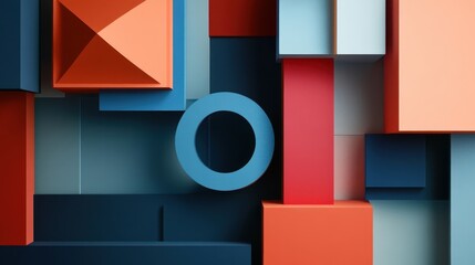 Poster - Abstract artwork displaying various geometric shapes and vibrant colors