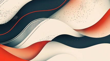 Poster - Abstract art showing flowing curves of different colors and textures