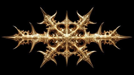 Poster - A golden symmetrical ornate decorative design against a black background