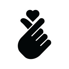 Wall Mural - Finger heart korean icon, love symbol isolated on transparent background, icon for app or web site, heart PNG