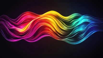 Poster - Colorful flowing waves against a dark background give an elegant feel