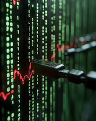 Poster - Digital display showing falling stock market graph