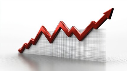 Poster - a red upward trend line on a grid background, symbolizing growth and improvement in data or finances