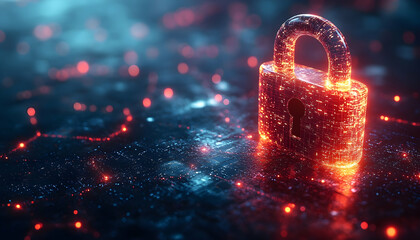 Poster - Digital lock glows on a dark surface